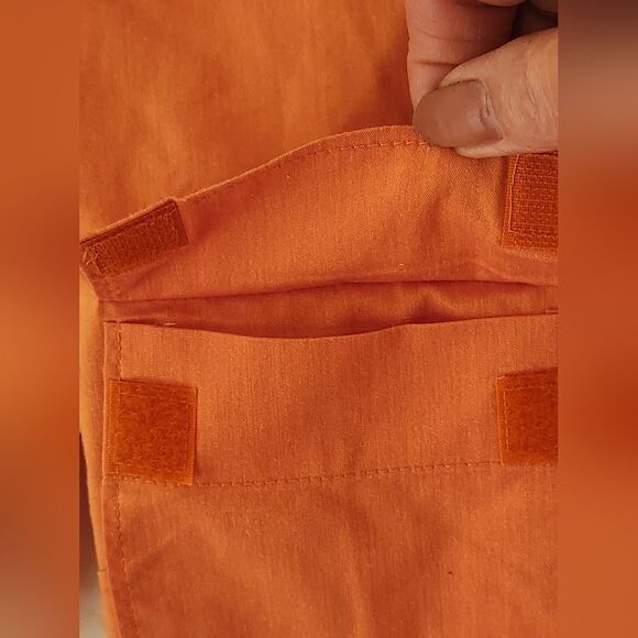 New York & Company M Orange Cotton Blend Shrtslvs Pockets Buttons Up Women Shirt - Picture 6 of 10